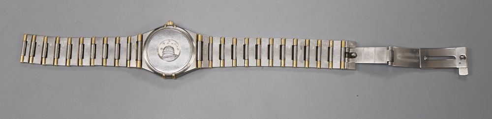 A gentlemans stainless steel and yellow metal Omega Constellation quartz wrist watch